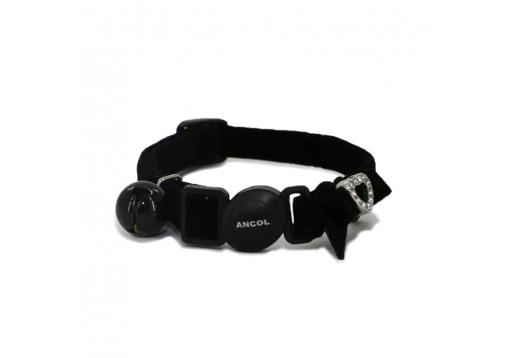 Ancol Velvet Heart Cat Collar Black
