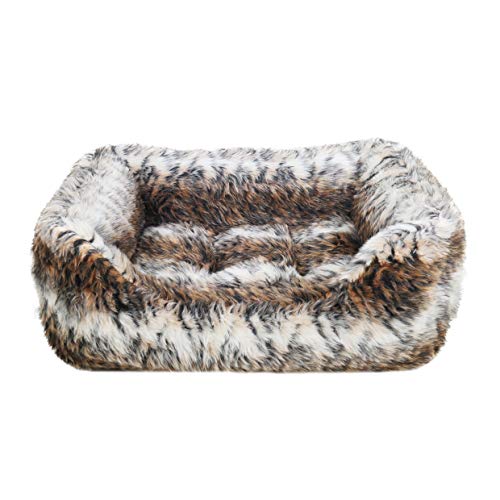 Rosewood Brown Cosy Fur Print Bed Large