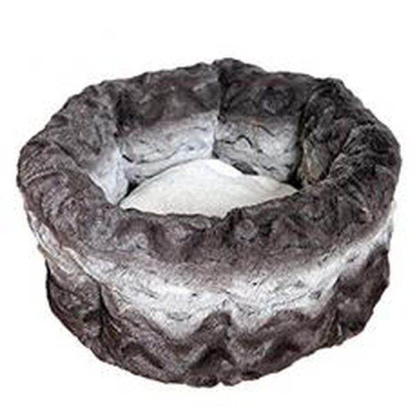 Rosewood Grey/Cream Snuggle Plush Round Bed 40cm