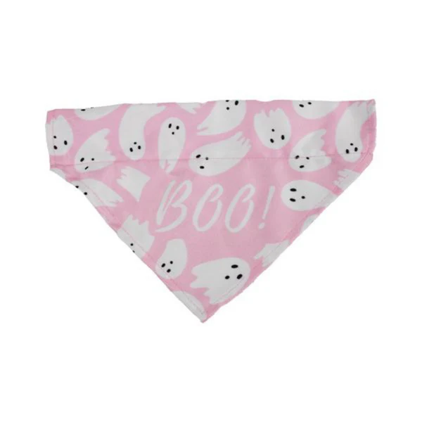 Halloween Slide On Bandana Ghost Pink and White