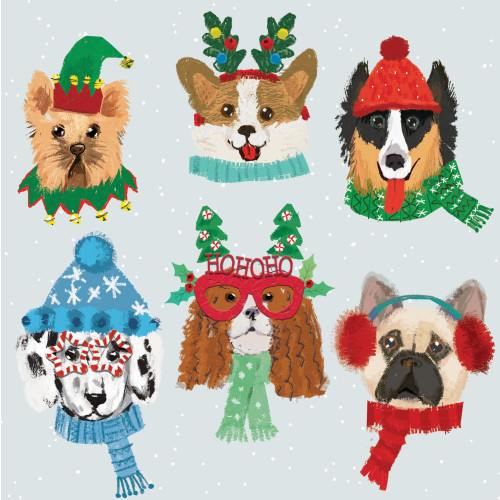 Christmas Dogs in Hats 10 Cards