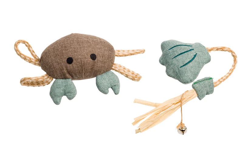 House of Paws 2 pack Seashell Rope & Crab Eco Cat Toy